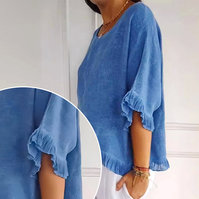 🔥Top d'été en coton et lin, coupe ample