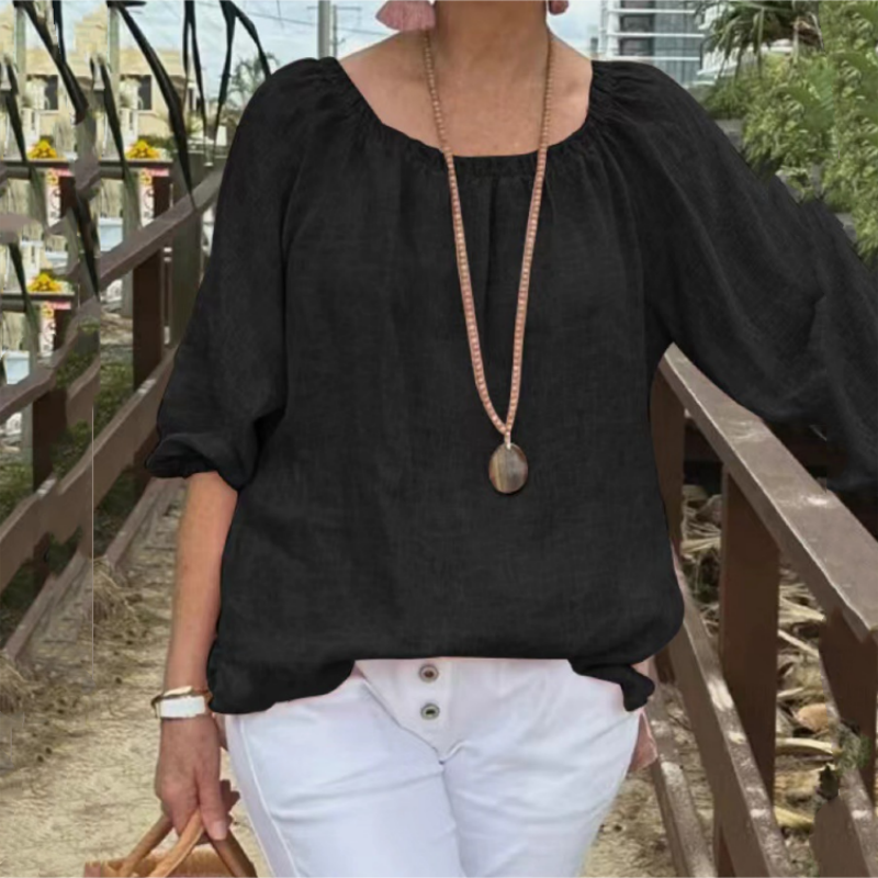 🌷Vente chaude d'été🌷Top décontracté à manches midi élastiques pour femmes de taille supérieure