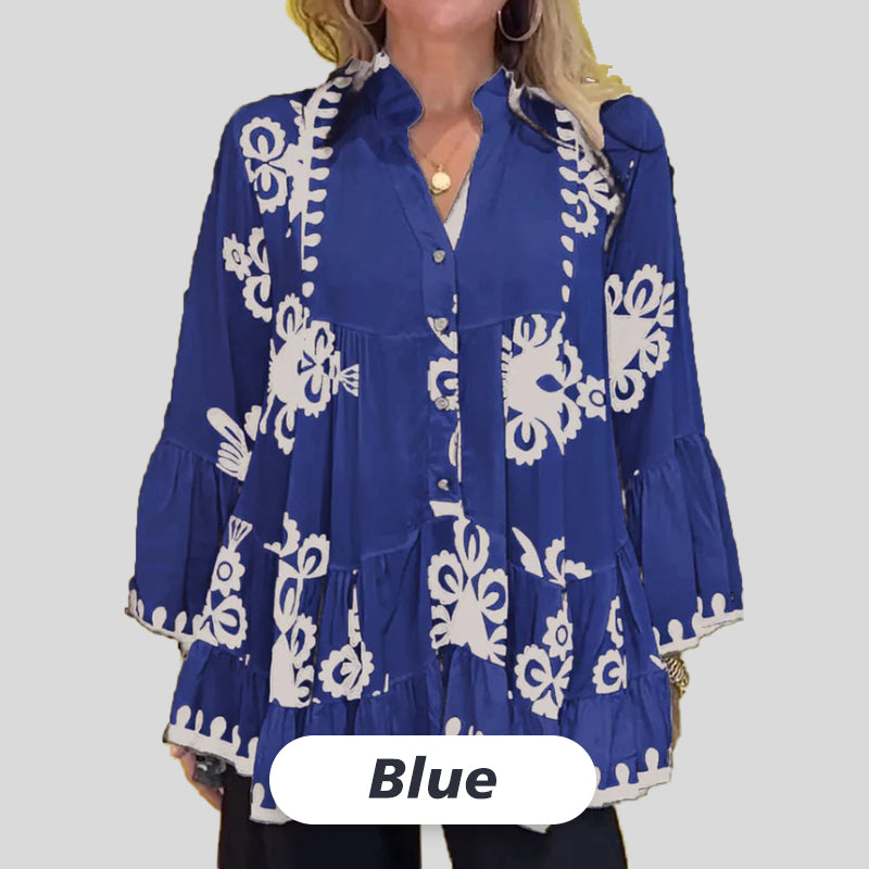 Haut à Volants Imprimé de Style Boho pour Femmes