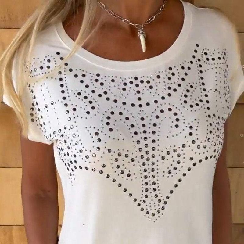 🔥Top pour femmes avec franges et encolure ronde