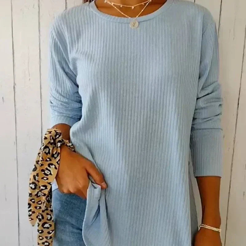 đ„50 % RĂDUCTION đT-shirt uni dĂ©contractĂ© Ă manches longues avec boutons pour femmes
