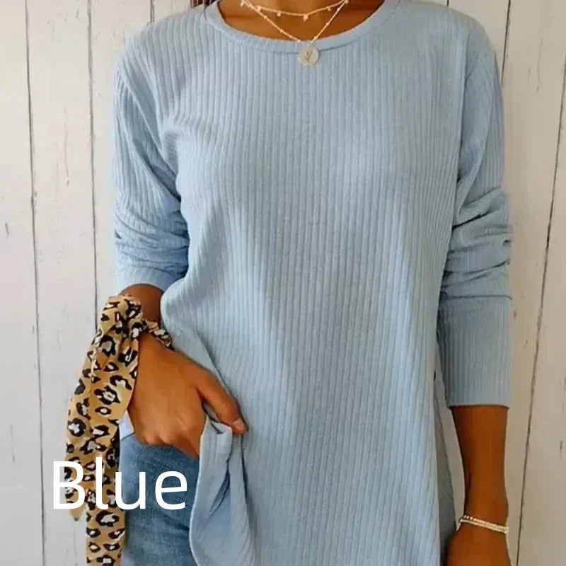 đ„50 % RĂDUCTION đT-shirt uni dĂ©contractĂ© Ă manches longues avec boutons pour femmes