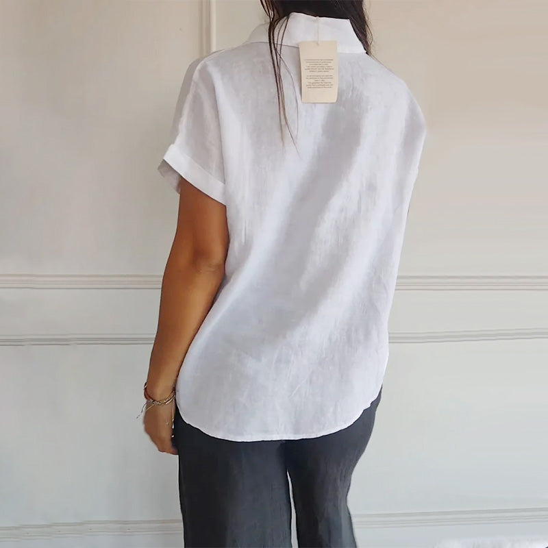 💥Chemise unicolore décontractée pour femmes, coupe ample et revers