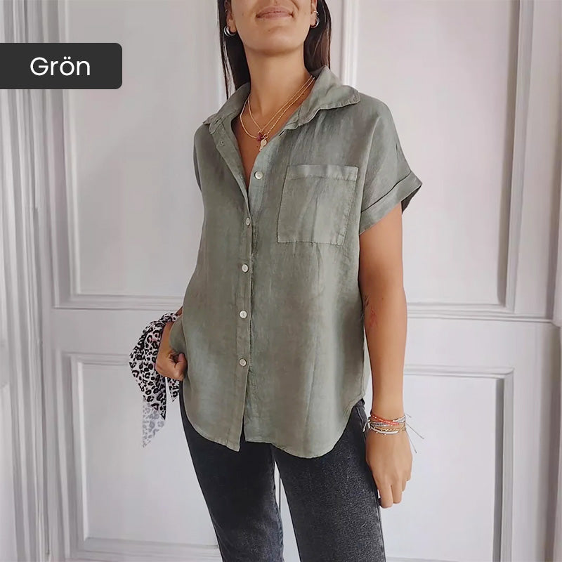 💥Chemise unicolore décontractée pour femmes, coupe ample et revers