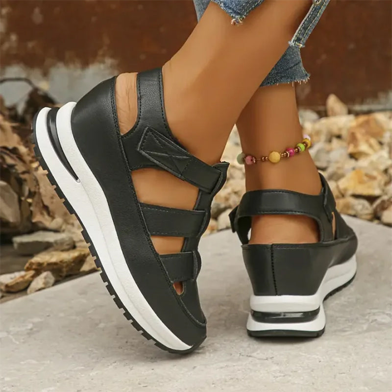 Sandales orthopédiques pour femmes avec velcro, bout creux et bout fermé