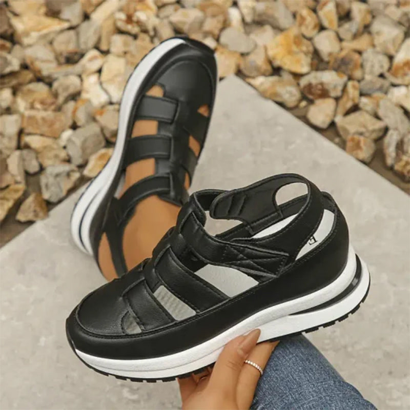 Sandales orthopédiques pour femmes avec velcro, bout creux et bout fermé
