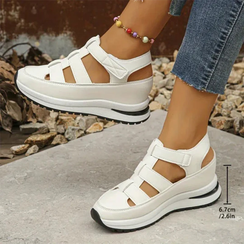 Sandales orthopédiques pour femmes avec velcro, bout creux et bout fermé