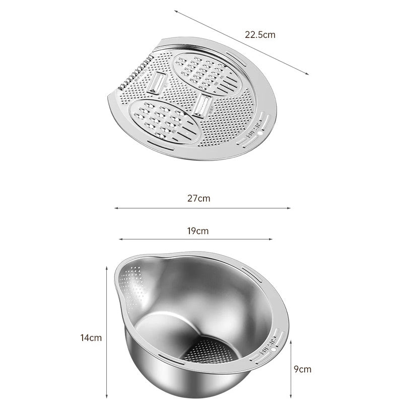 Panier de coupe et d'égouttage multifonction en acier inoxydable