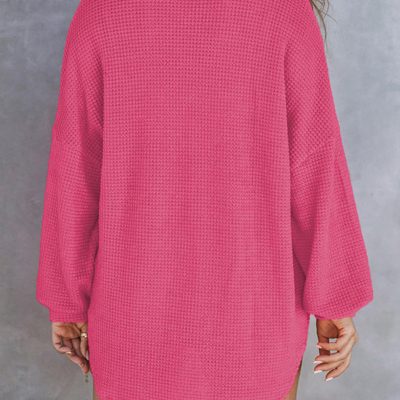 🔥Vente d'automne 49% DE RÉDUCTION🔥Pull gaufré ample monochrome pour femme