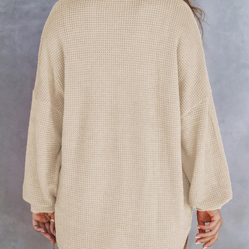 🔥Vente d'automne 49% DE RÉDUCTION🔥Pull gaufré ample monochrome pour femme