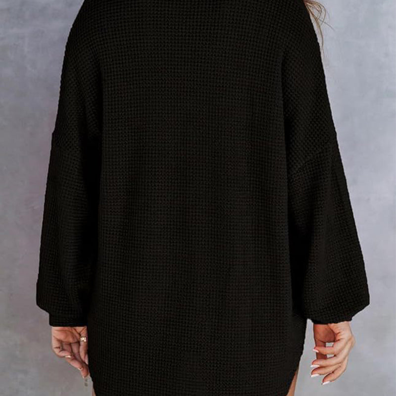 🔥Vente d'automne 49% DE RÉDUCTION🔥Pull gaufré ample monochrome pour femme