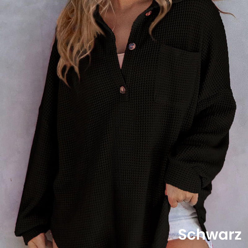 🔥Vente d'automne 49% DE RÉDUCTION🔥Pull gaufré ample monochrome pour femme