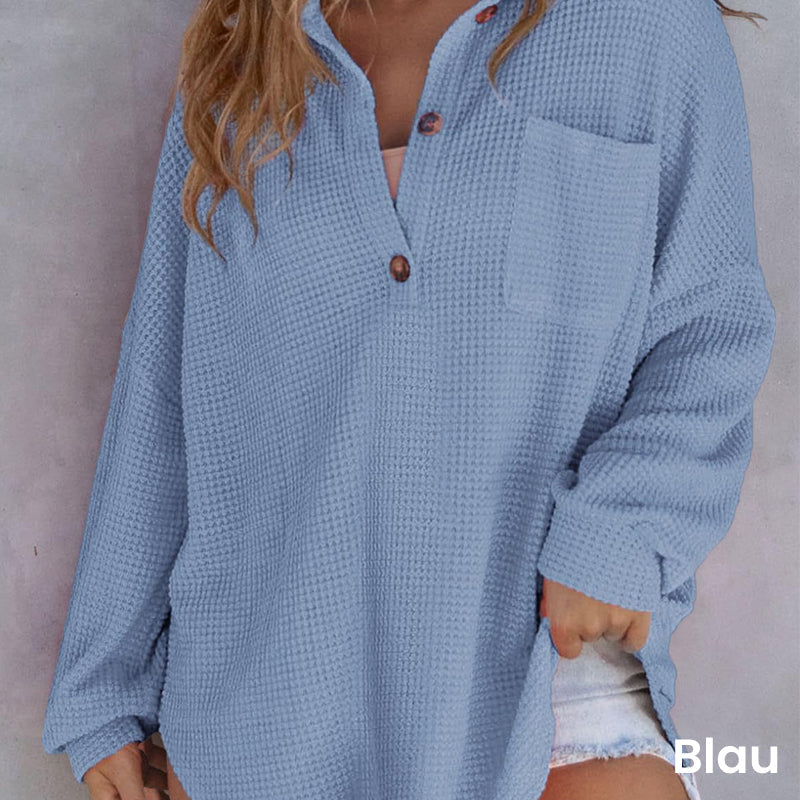 🔥Vente d'automne 49% DE RÉDUCTION🔥Pull gaufré ample monochrome pour femme