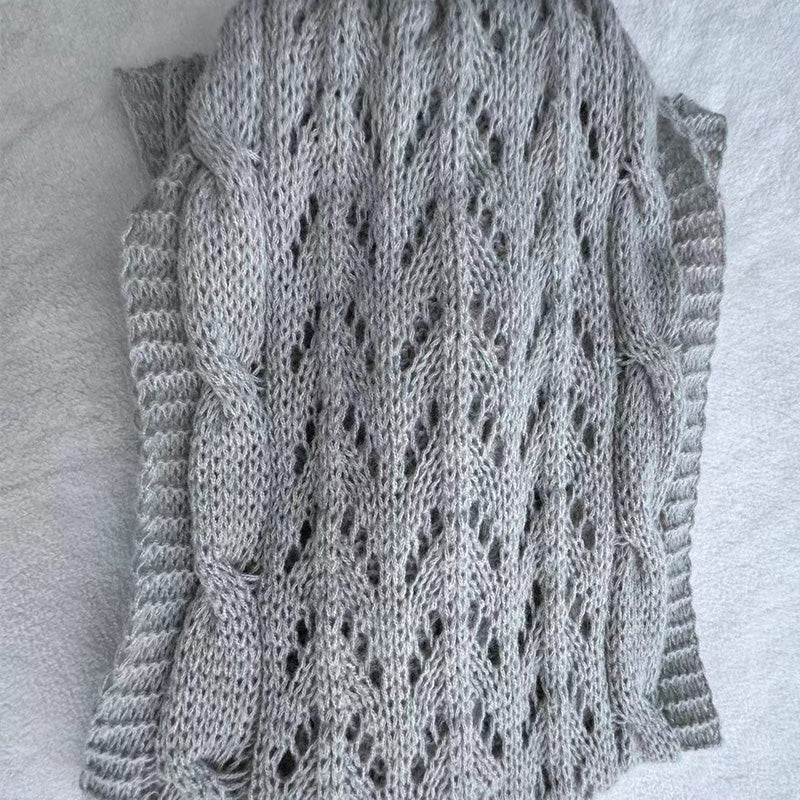 Châle en tricot découpé à doubles manches pour femmes