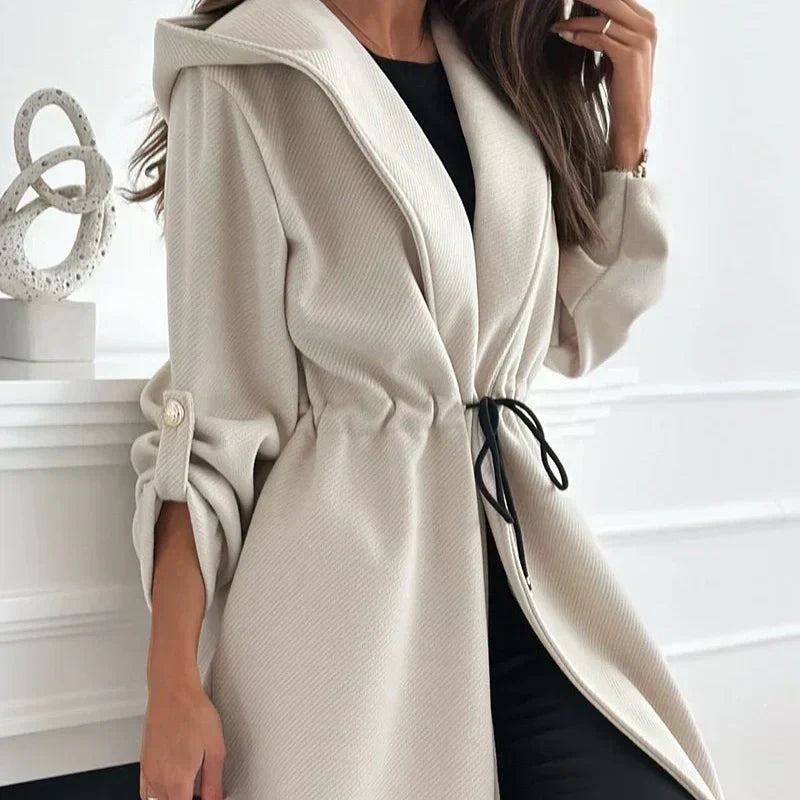 🔥Promotion saisonnière : 50% de réduction🔥 Manteau long à capuche et taille nouée pour femmes