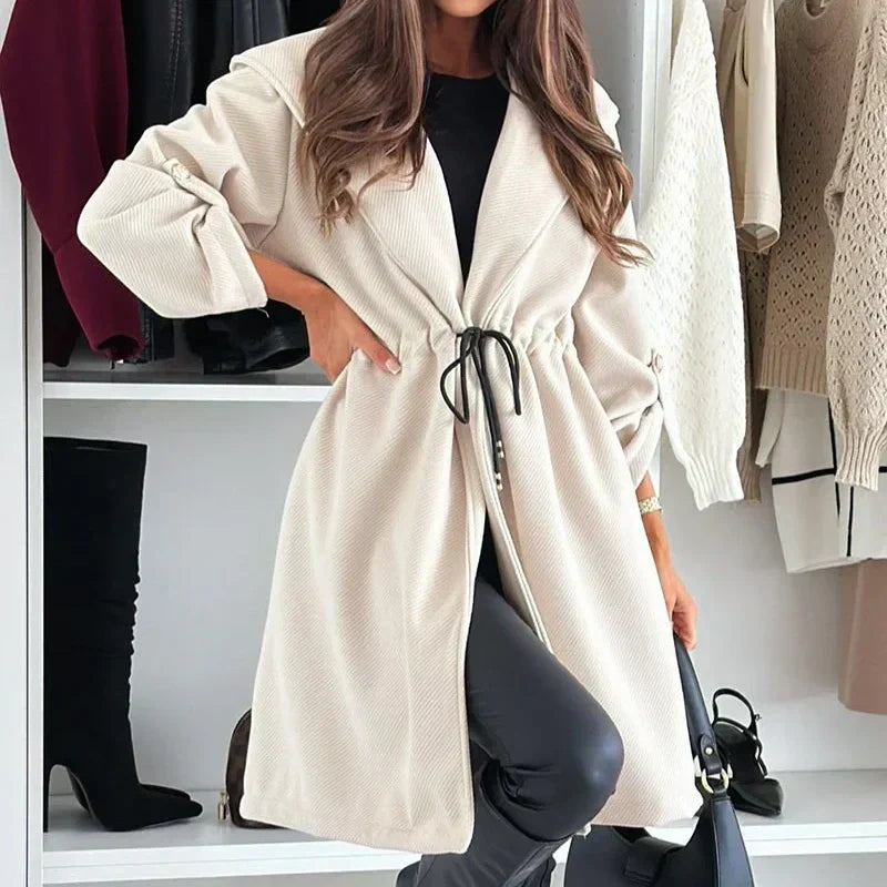 🔥Promotion saisonnière : 50% de réduction🔥 Manteau long à capuche et taille nouée pour femmes