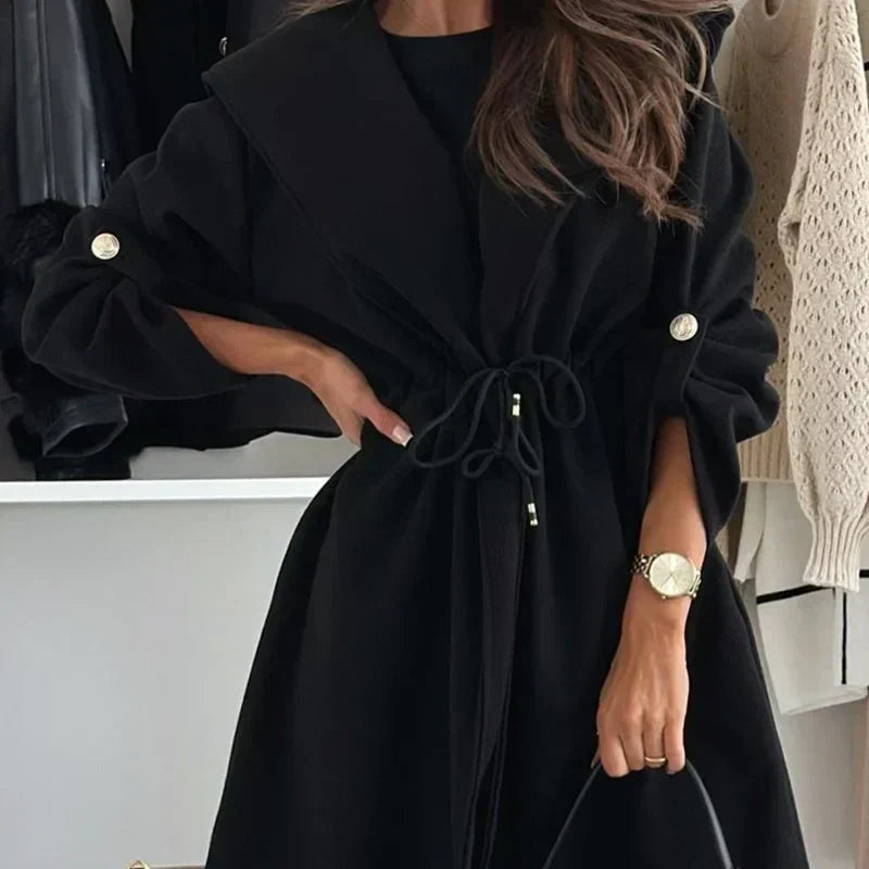 🔥Promotion saisonnière : 50% de réduction🔥 Manteau long à capuche et taille nouée pour femmes