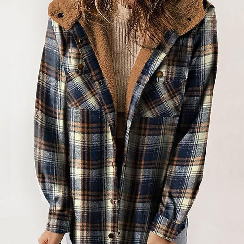 đ„Veste Ă capuche Ă carreaux tendance pour femmes en hiver