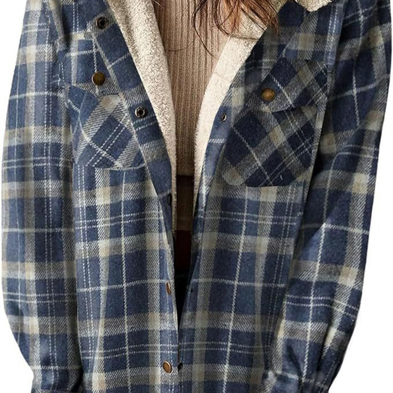 đ„Veste Ă capuche Ă carreaux tendance pour femmes en hiver