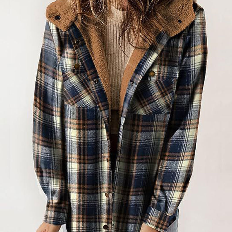 đ„Veste Ă capuche Ă carreaux tendance pour femmes en hiver