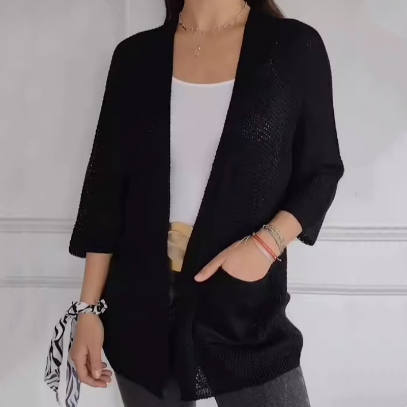 Manteau Tricoté Décontracté Ouvert sur le Devant pour Femmes