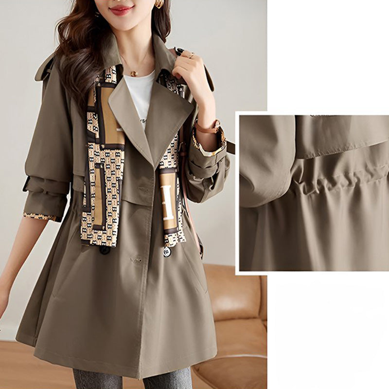 🔥 45% OFF !!🔥Trench-coat mi-long amincissant à revers pour femmes