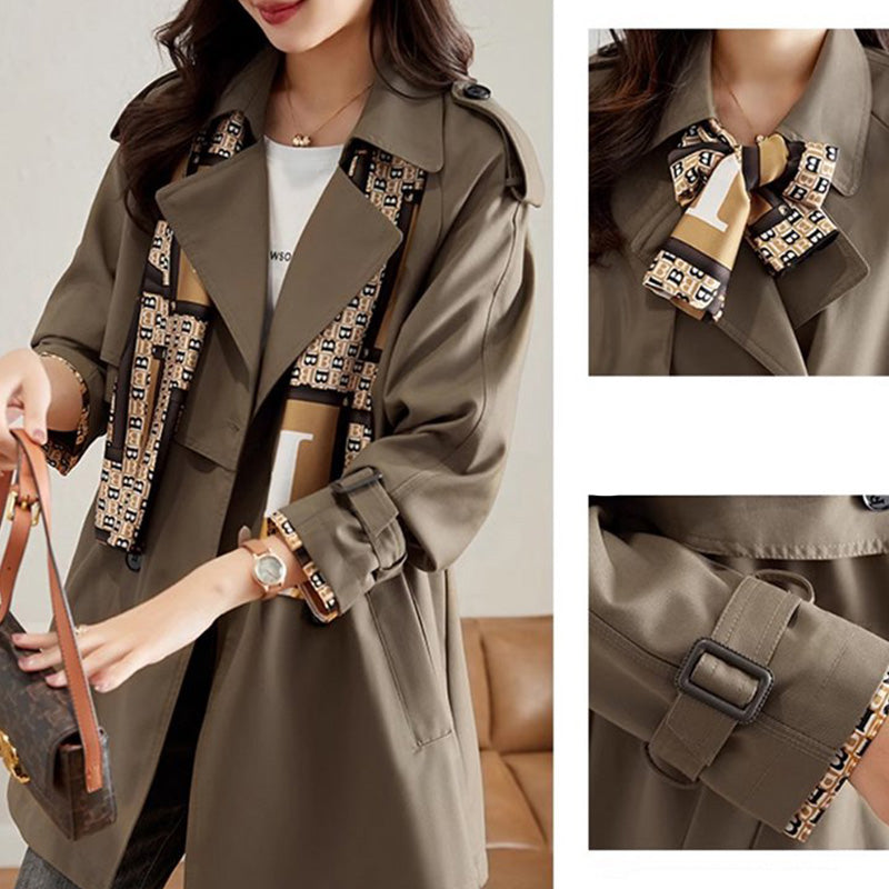 🔥 45% OFF !!🔥Trench-coat mi-long amincissant à revers pour femmes