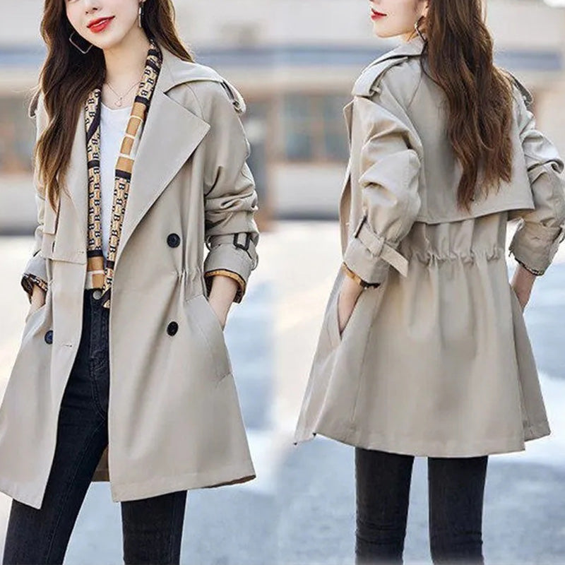 🔥 45% OFF !!🔥Trench-coat mi-long amincissant à revers pour femmes