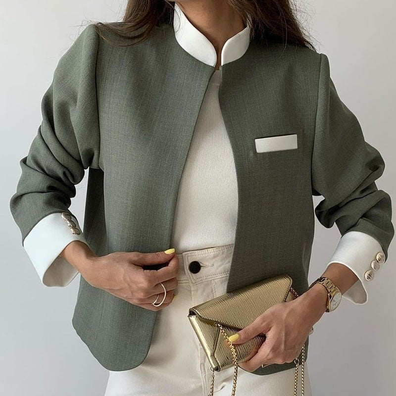 🍂Ensemble de 2 Pièces pour Femmes : Veste Élégante à Col Montant et Pantalon✨Livraison gratuite