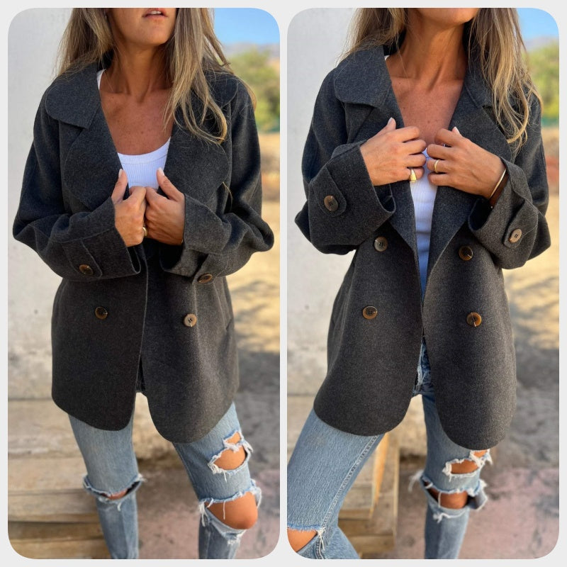 ✨Obtenir 50% de réduction💖Manteau décontracté à revers et à manches longues pour femmes