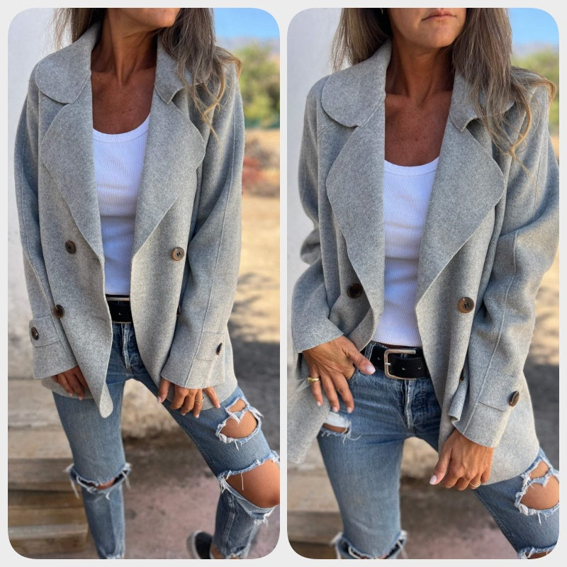 ✨Obtenir 50% de réduction💖Manteau décontracté à revers et à manches longues pour femmes