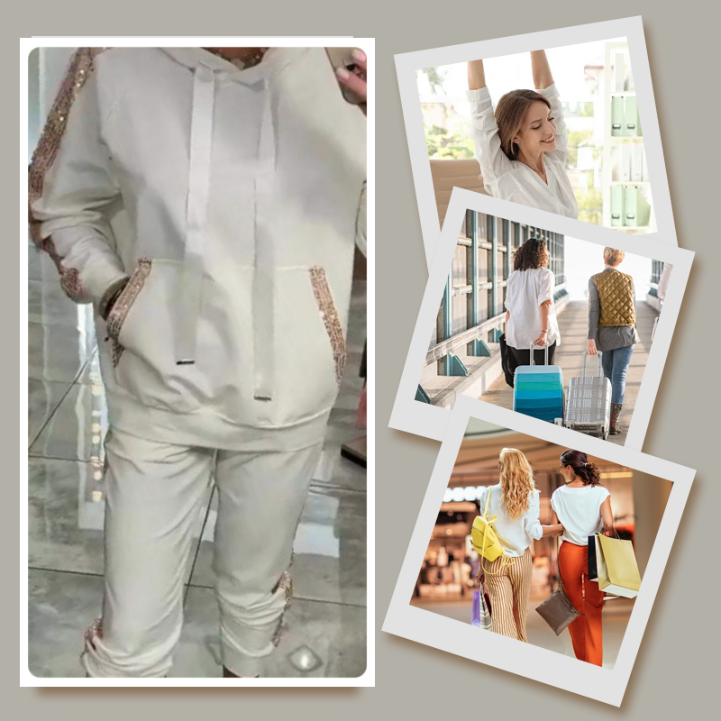 🌷Temps limité 50% DE RÉDUCTION💞Ensemble 2 pièces de hauts à capuche avec cordon de serrage pour femmes & pantalons