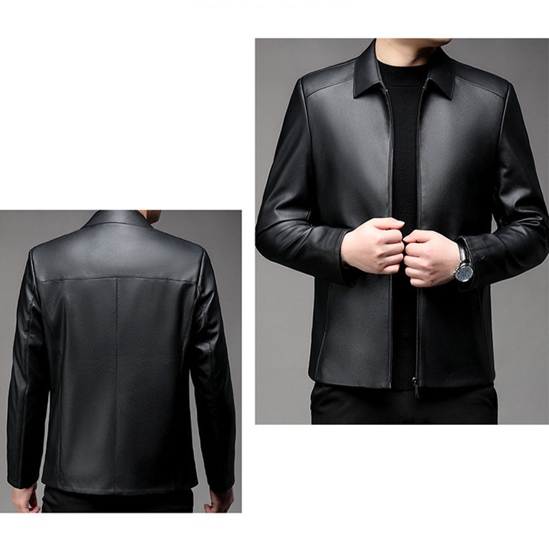 đ„Temps limitĂ© 50% DE RĂDUCTIONđ„Veste en cuir Ă revers pour homme d'affaires dĂ©contractĂ©