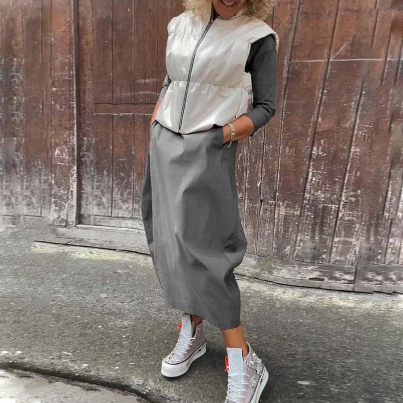 Robe élégante et simple pour femmes avec poche