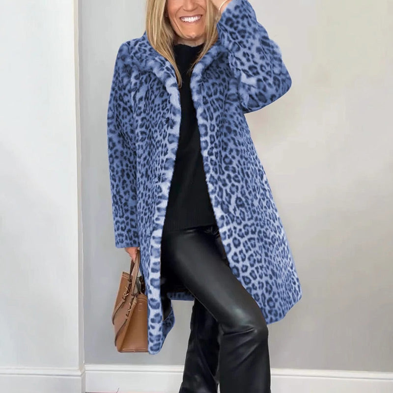 ❄️Offres spéciales hiver❄️ Veste mi-longue à motif léopard pour femmes
