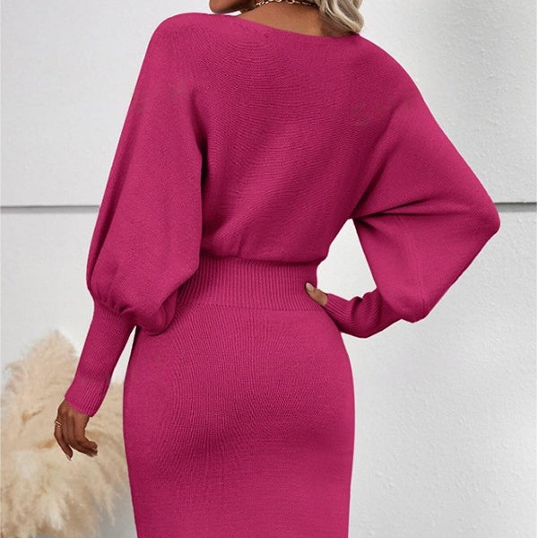 Robe patchwork pour femme à encolure ronde et manches longues