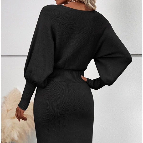 Robe patchwork pour femme à encolure ronde et manches longues