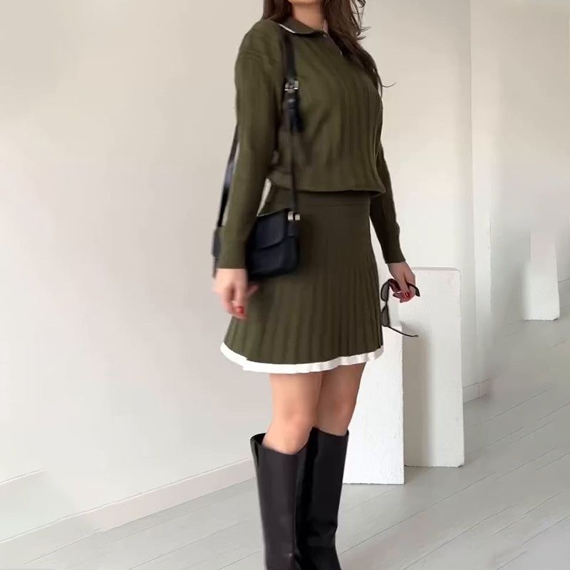 🎅Prévente de Noël🎁Ensemble 2 pièces - Pull en tricot & jupe courte pour femmes
