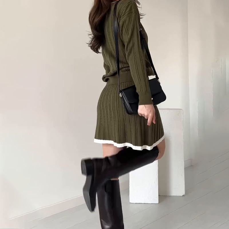 🎅Prévente de Noël🎁Ensemble 2 pièces - Pull en tricot & jupe courte pour femmes