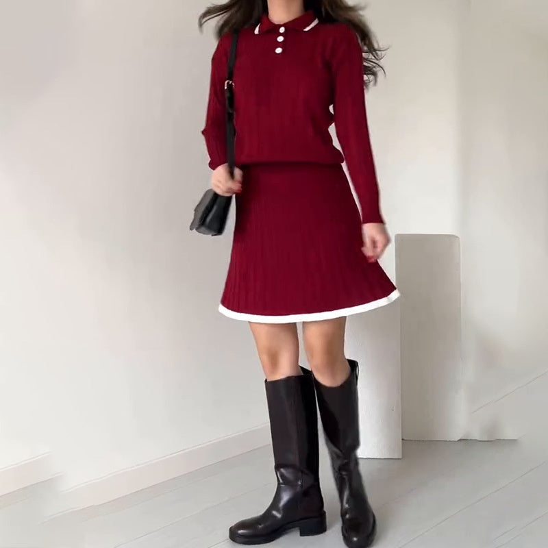 🎅Prévente de Noël🎁Ensemble 2 pièces - Pull en tricot & jupe courte pour femmes