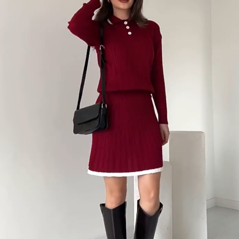 🎅Prévente de Noël🎁Ensemble 2 pièces - Pull en tricot & jupe courte pour femmes