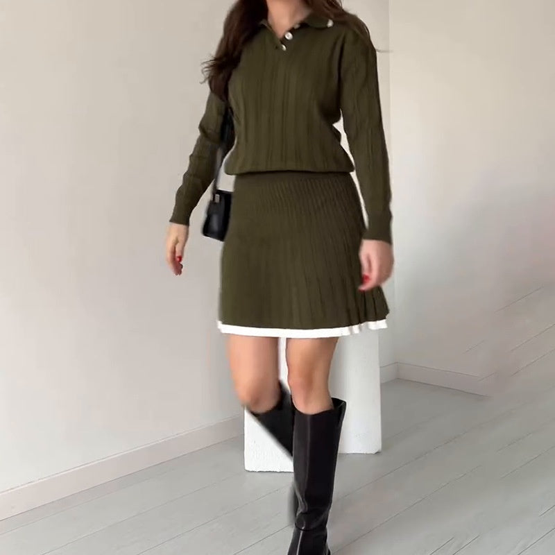 🎅Prévente de Noël🎁Ensemble 2 pièces - Pull en tricot & jupe courte pour femmes