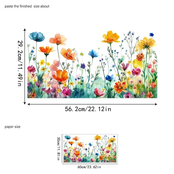 📢📢50 % de réduction !! ⏰Autocollant de fenêtre de bouquet floral coloré🖼️ (coupable à la taille librement)