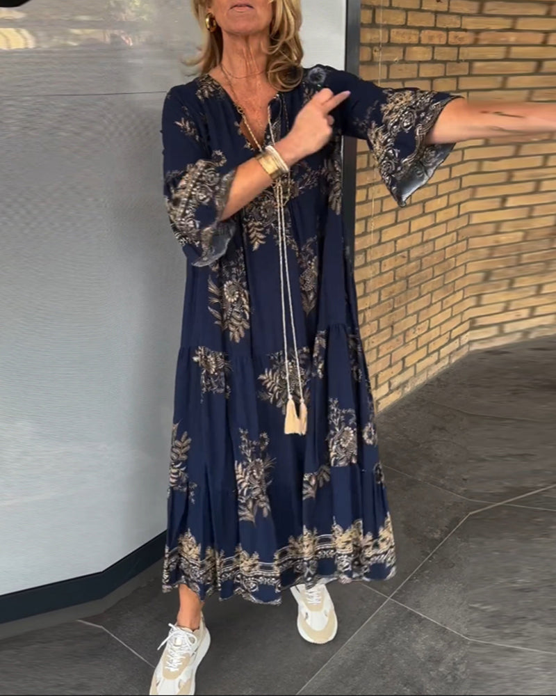 Robe vintage ample avec décolleté en V