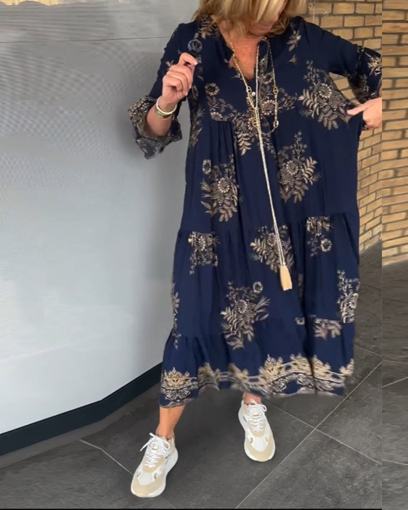 Robe vintage ample avec décolleté en V