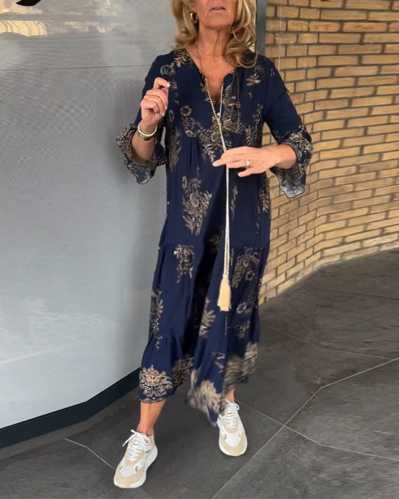 Robe vintage ample avec décolleté en V