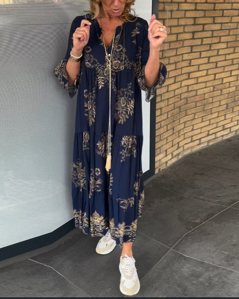 Robe vintage ample avec décolleté en V
