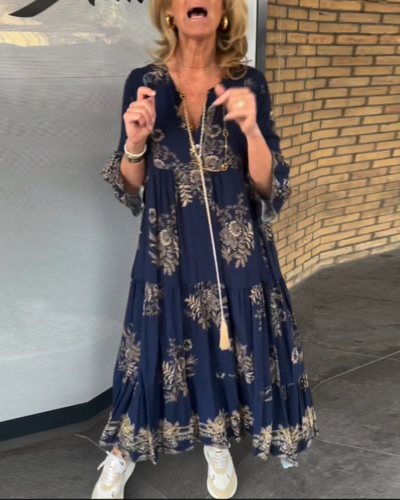 Robe vintage ample avec décolleté en V