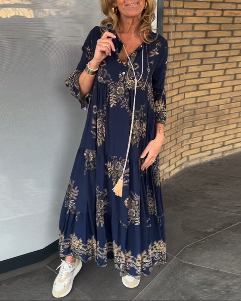Robe vintage ample avec décolleté en V