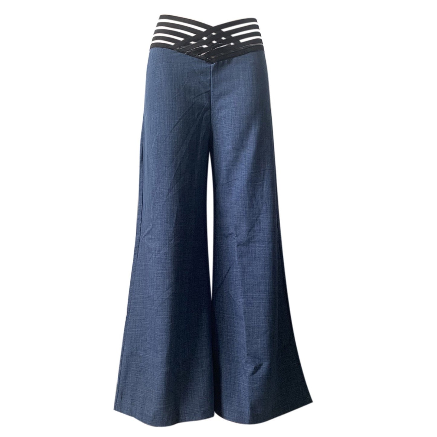 Pantalon décontracté pour femmes à taille haute et jambes larges